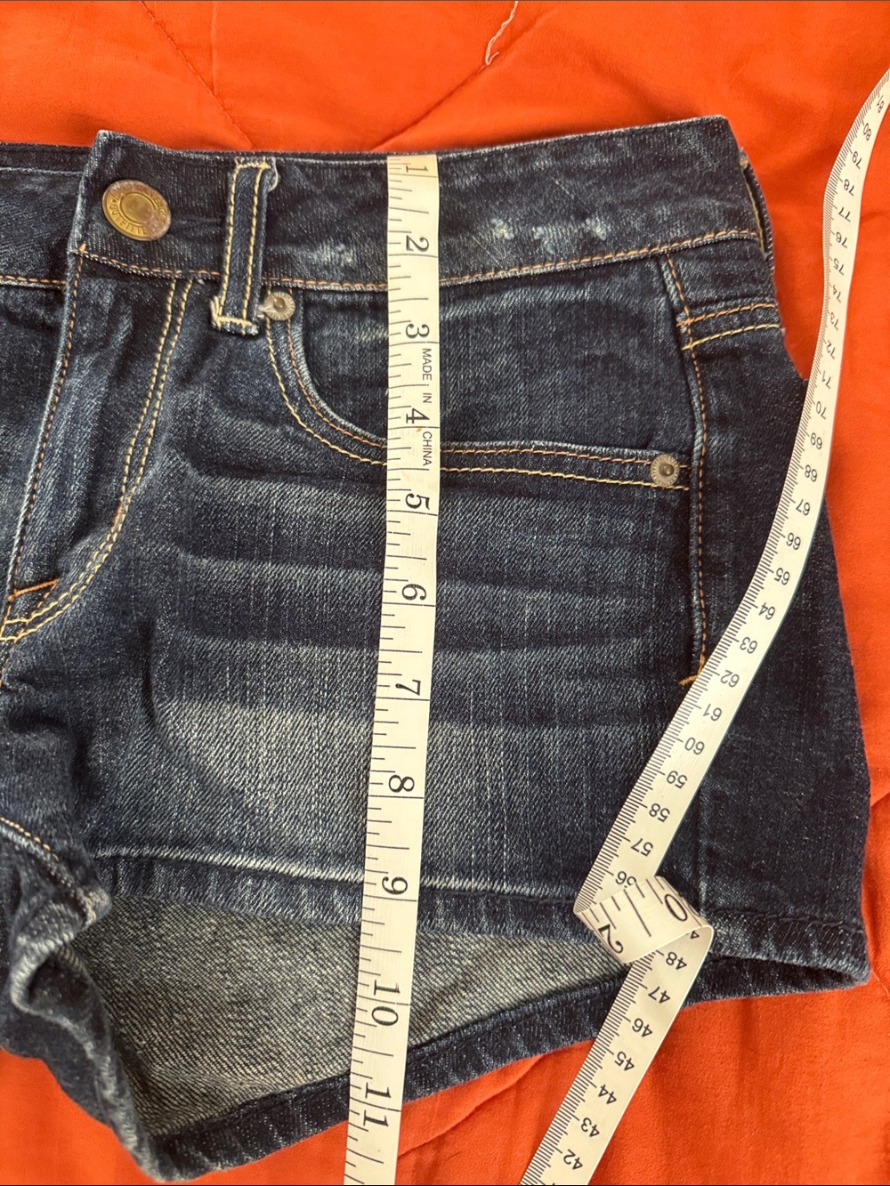 American Eagle Outfitters Blue Denim Low-Rise Cutoff Shorts - Picture 6 of 6